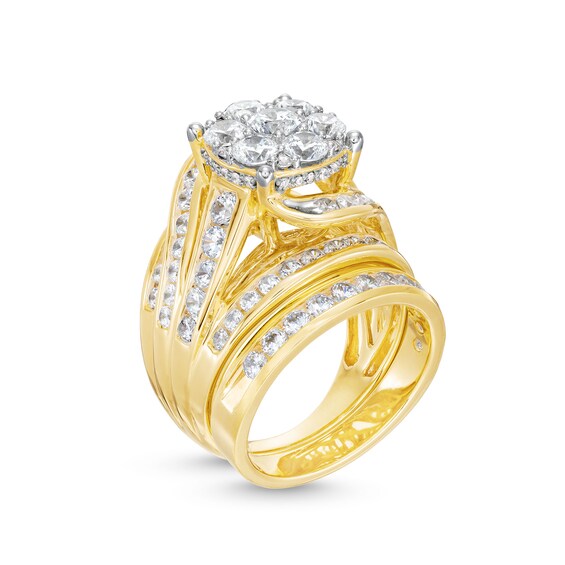Multi-Diamond Swirl Ring Set