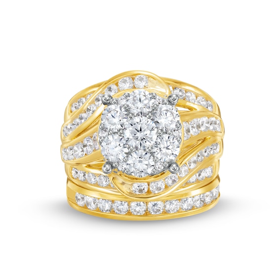 Multi-Diamond Swirl Ring Set
