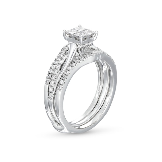 Quad Princess-Cut Diamond and Guard Ring Set