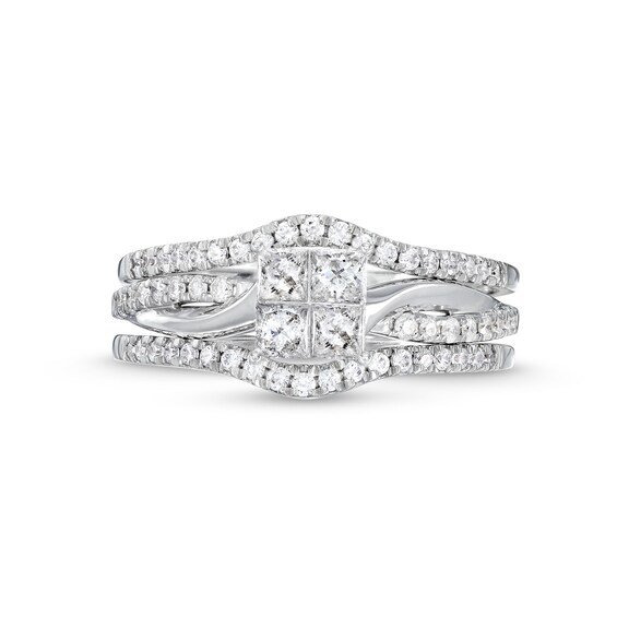 Quad Princess-Cut Diamond and Guard Ring Set
