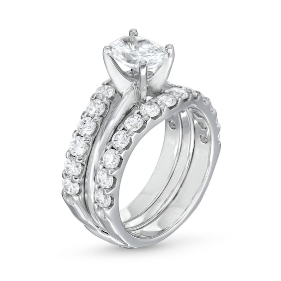 Certified Oval Lab-Grown Diamond and Contour Guard Ring Set