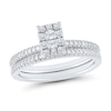 Thumbnail Image 1 of 1/2 CT. T.W. Emerald Multi-Diamond Scallop Frame Bridal Set in 10K White Gold