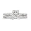 Thumbnail Image 4 of 1/2 CT. T.W. Emerald Multi-Diamond Scallop Frame Bridal Set in 10K White Gold