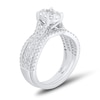 Thumbnail Image 2 of 1 CT. T.W. Oval Multi-Diamond Triple Row Split Shank Bridal Set in 10K White Gold