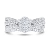 Thumbnail Image 3 of 1 CT. T.W. Oval Multi-Diamond Triple Row Split Shank Bridal Set in 10K White Gold