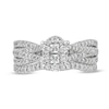 Thumbnail Image 4 of 1 CT. T.W. Oval Multi-Diamond Triple Row Split Shank Bridal Set in 10K White Gold