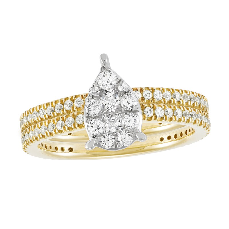 Main Image 1 of 1 CT. T.W. Pear Multi-Diamond Bridal Set in 10K Gold