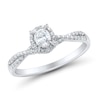 Thumbnail Image 1 of 1/4 CT. T.W. Oval Diamond Frame Criss-Cross Engagement Ring in 10K White Gold