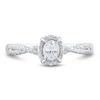 Thumbnail Image 3 of 1/4 CT. T.W. Oval Diamond Frame Criss-Cross Engagement Ring in 10K White Gold