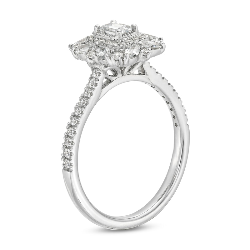 Main Image 3 of 3/4 CT. T.W. Emerald-Cut Diamond Art Deco Frame Vintage-Style Engagement Ring in 14K White Gold