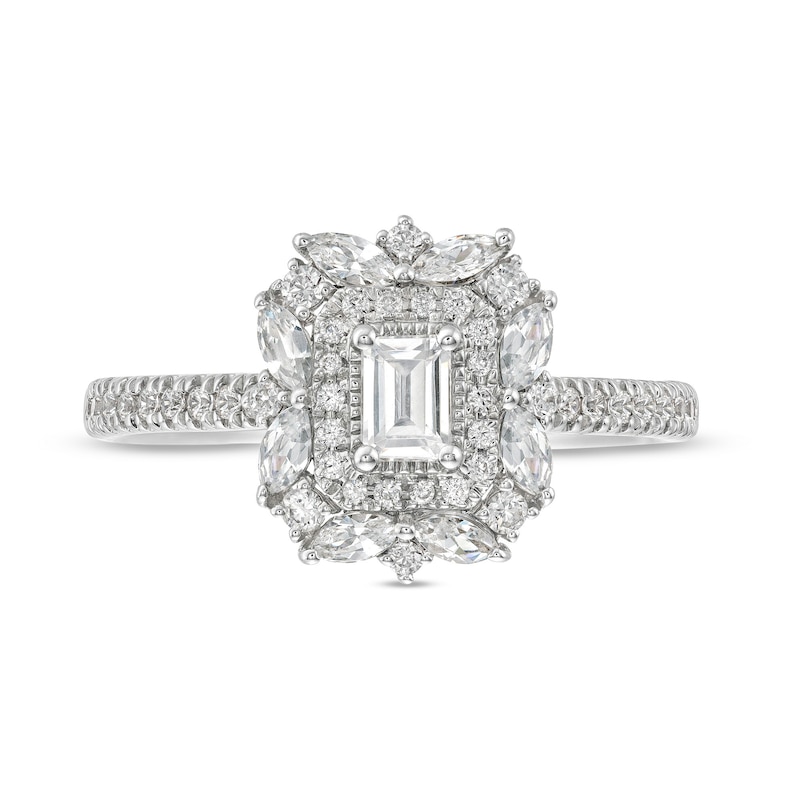 3/4 CT. T.W. Emerald-Cut Diamond Art Deco Frame Vintage-Style ...