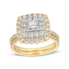 Thumbnail Image 1 of 1-1/2 CT. T.W. Princess-Cut Diamond Cushion Double Frame Bridal Set in 10K Gold