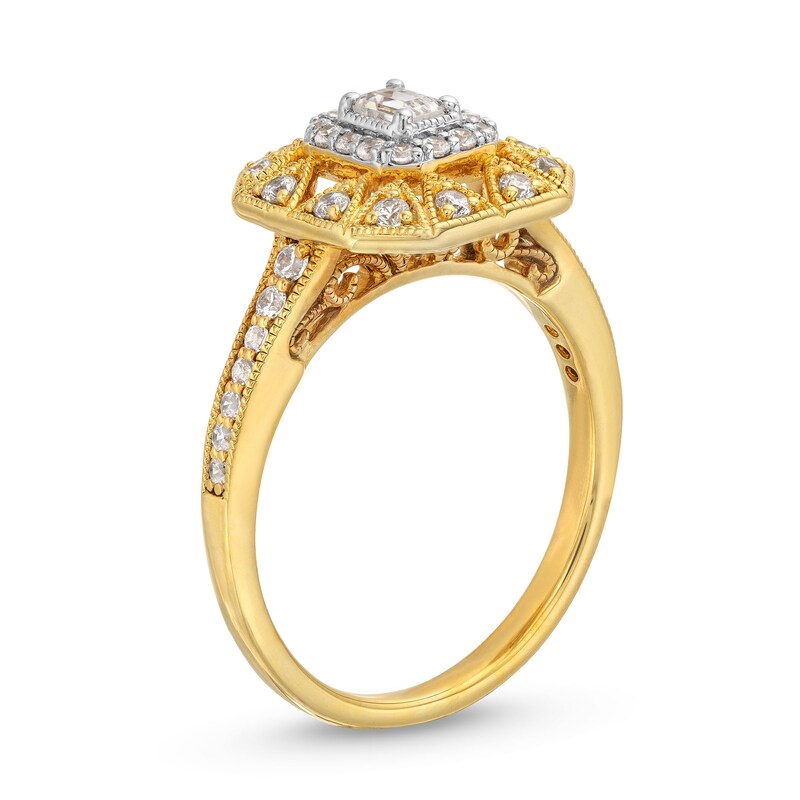 Main Image 3 of 1/2 CT. T.W. Emerald-Cut Diamond Octagon Art Deco Vintage-Style Engagement Ring in 14K Gold