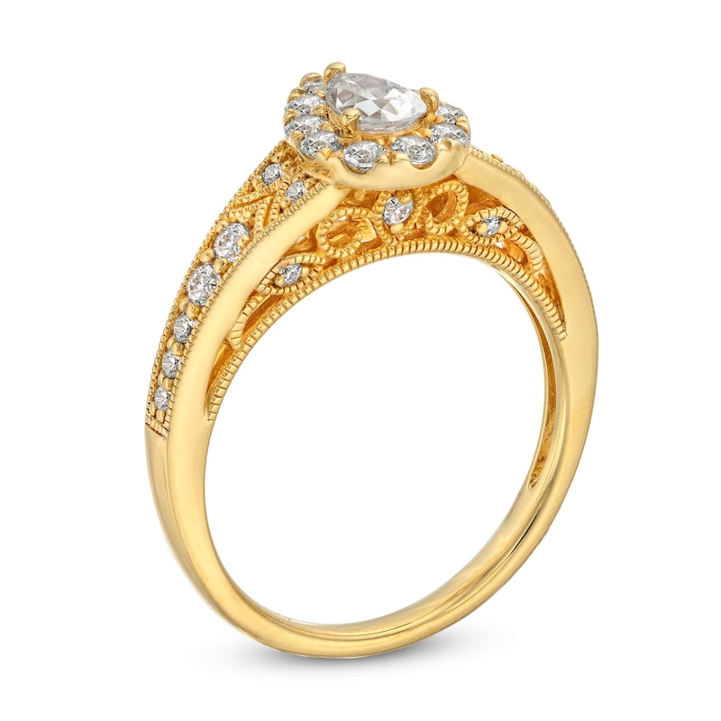 Main Image 3 of 3/4 CT. T.W. Pear-Shaped Diamond Teardrop Frame Vintage-Style Engagement Ring in 14K Gold