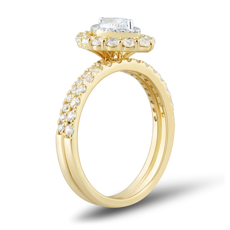 Main Image 2 of 1 CT. T.W. Marquise-Cut Diamond Double Frame Vintage-Style Bridal Set in 14K Gold
