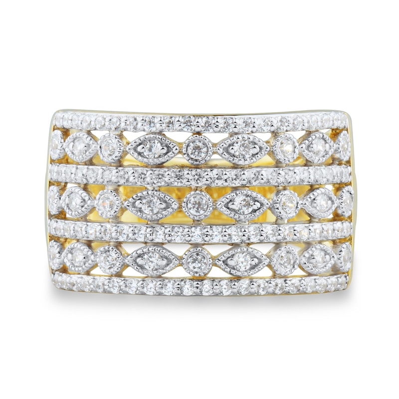Main Image 3 of 1/2 CT. T.W. Diamond Alternating Marquise Multi-Row Vintage-Style Band in 10K Gold