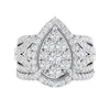 Thumbnail Image 1 of 2-1/2 CT. T.W. Pear Multi-Diamond Frame Multi-Row Vintage-Style Three Piece Bridal Set in 10K White Gold