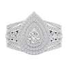 Thumbnail Image 1 of 1-3/4 CT. T.W. Diamond Multi-Row Teardrop Frame Three Piece Bridal Set in 10K White Gold