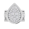 Thumbnail Image 1 of 3 CT. T.W. Pear Multi-Diamond Double Frame Multi-Row Bridal Set in 10K White Gold