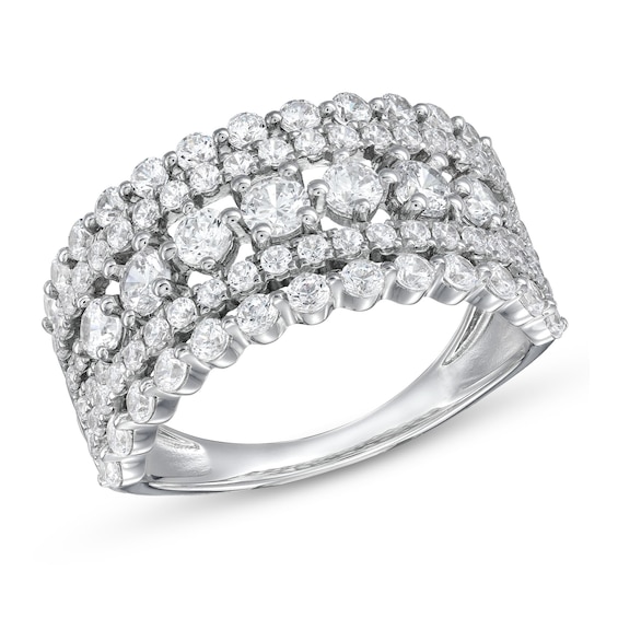 1-1/2 CT. T.w. Diamond Scallop Edge Multi-Row Band in 14K White Gold