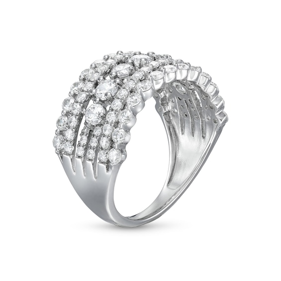 1-1/2 CT. T.w. Diamond Scallop Edge Multi-Row Band in 14K White Gold