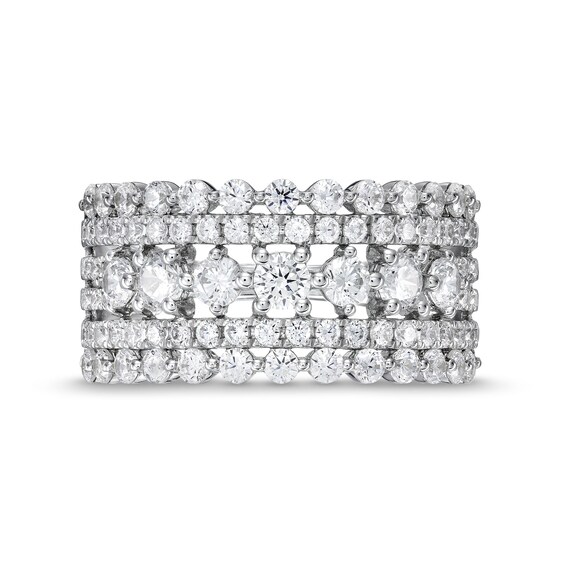 1-1/2 CT. T.w. Diamond Scallop Edge Multi-Row Band in 14K White Gold