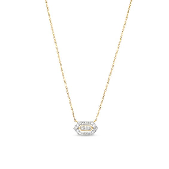 1/10 CT. T.w. Lab-Grown Diamond Elongated Hexagon Necklace in 10K Gold