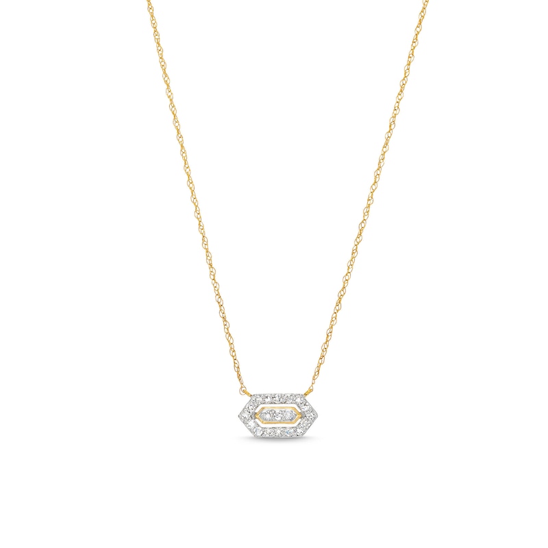 1/10 CT. T.W. Lab-Created Diamond Elongated Hexagon Necklace in 10K Gold