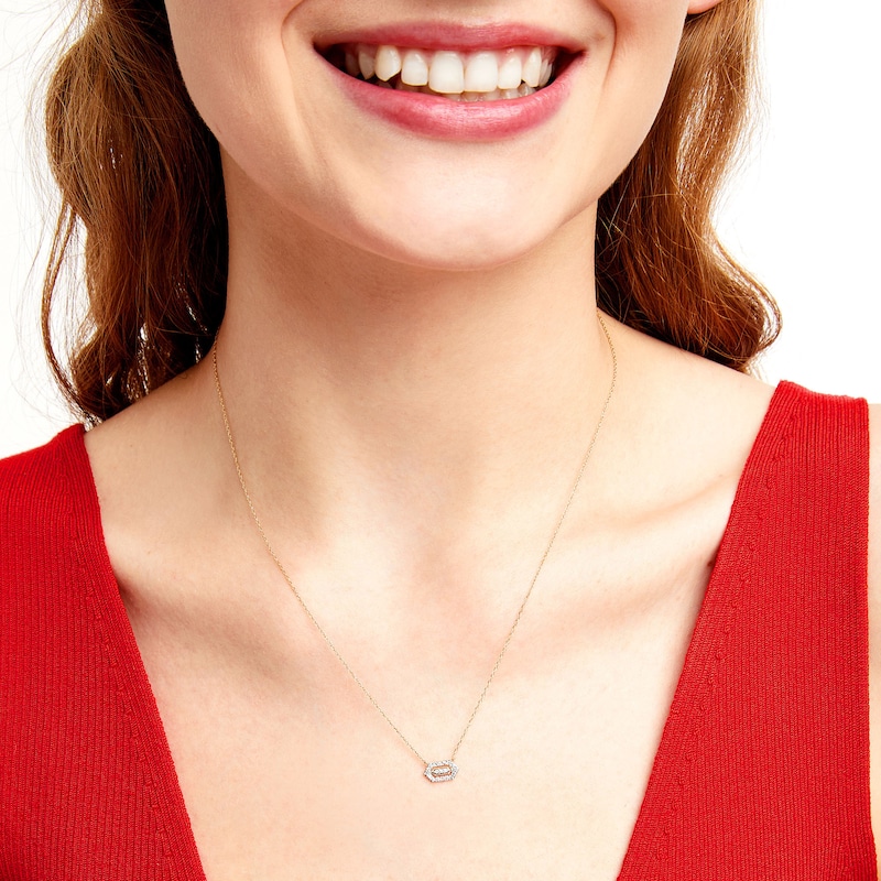 Main Image 2 of 1/10 CT. T.W. Lab-Grown Diamond Elongated Hexagon Necklace in 10K Gold
