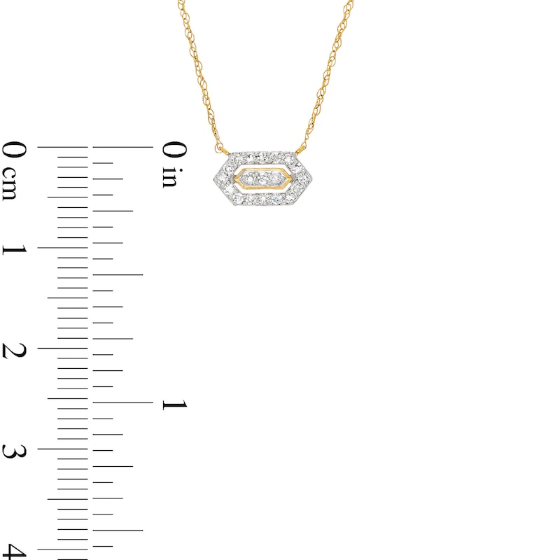 Main Image 3 of 1/10 CT. T.W. Lab-Grown Diamond Elongated Hexagon Necklace in 10K Gold