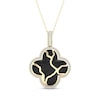 Thumbnail Image 1 of 1/4 CT. T.W. Diamond Edge Clover Black Kintsugi-Style Pendant in 10K Gold with Ceramic