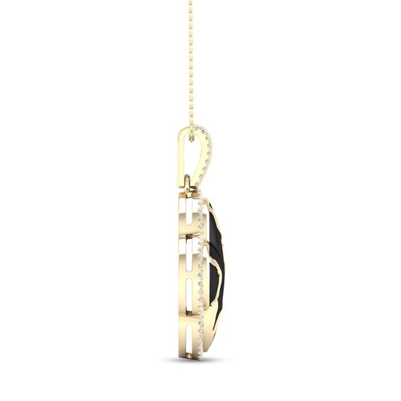 1/4 CT. T.w. Diamond Edge Clover Black Kintsugi-Style Pendant in 10K Gold with Ceramic