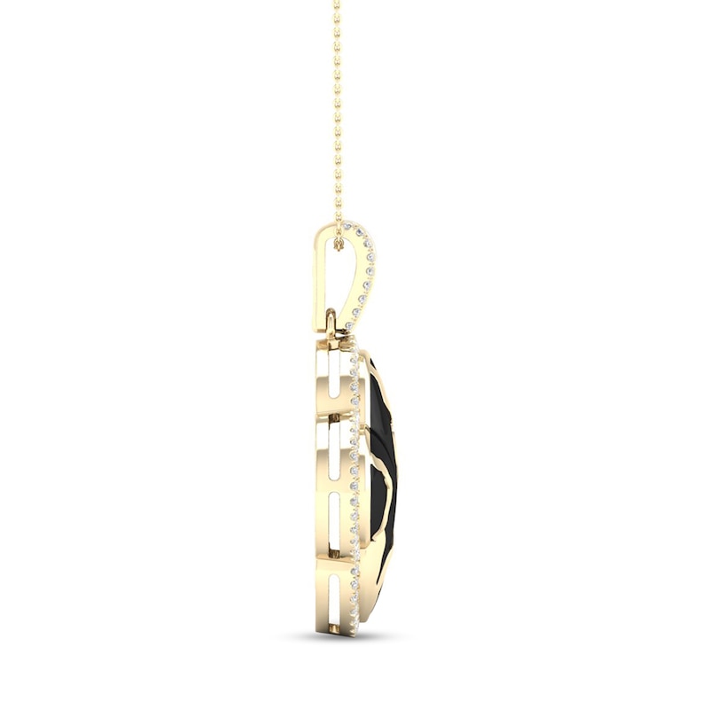 Main Image 3 of 1/4 CT. T.W. Diamond Edge Clover Black Kintsugi-Style Pendant in 10K Gold with Ceramic