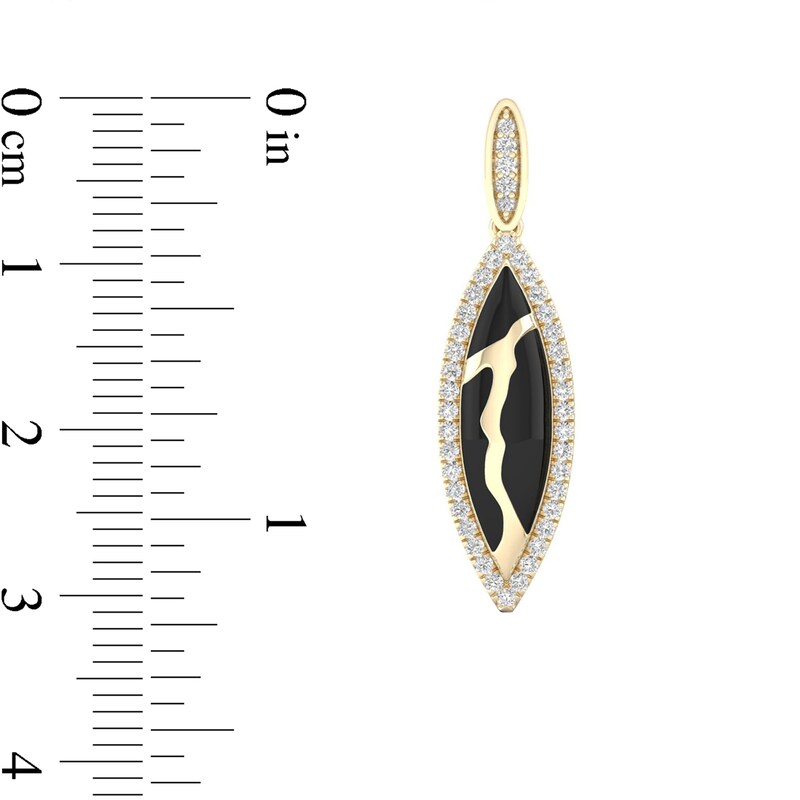 Main Image 4 of 3/8 CT. T.W. Diamond Edge Elongated Marquise Black Kintsugi-Style Drop Earrings in 10K Gold with Ceramic