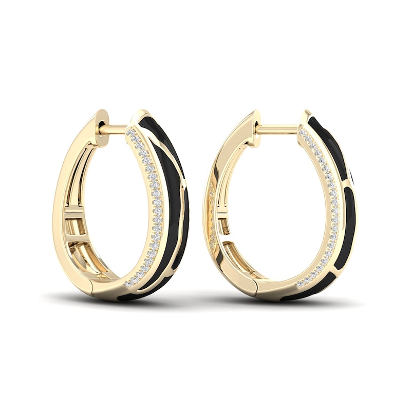 Main Image 3 of 1/4 CT. T.W. Diamond Edge Black Kintsugi-Style Hoop Earrings in 10K Gold with Ceramic