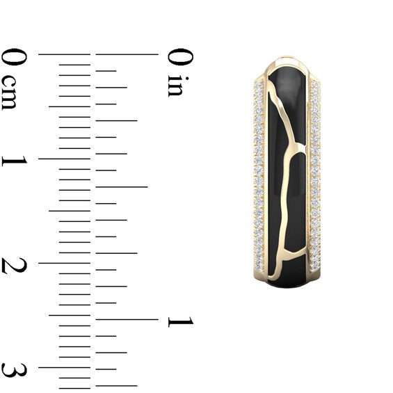 1/4 CT. T.w. Diamond Edge Black Kintsugi-Style Hoop Earrings in 10K Gold with Ceramic