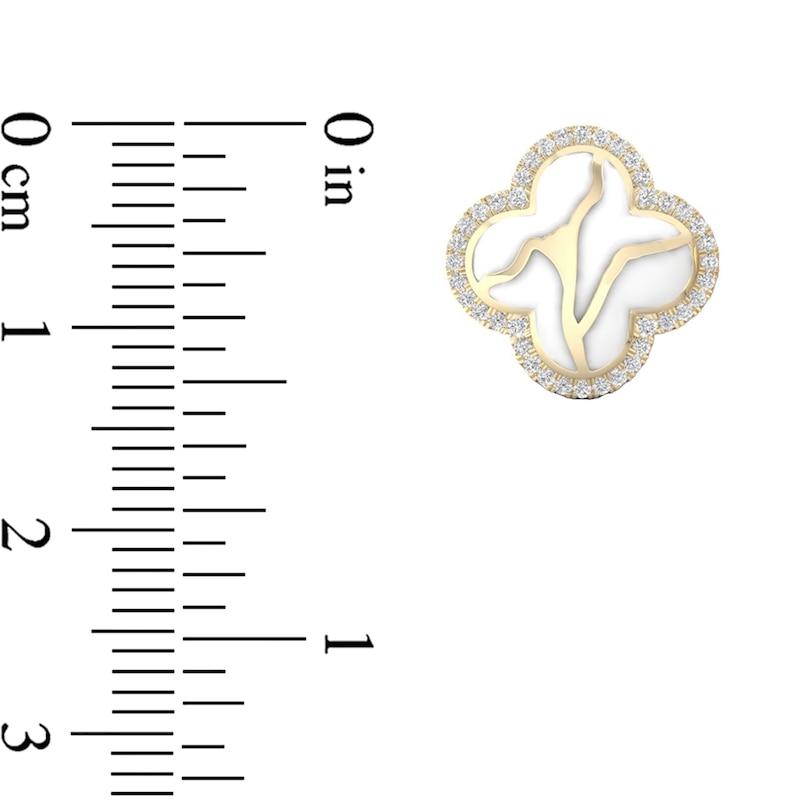 Main Image 4 of 1/4 CT. T.W. Diamond Edge White Kintsugi-Style Clover Stud Earrings in 10K Gold with Ceramic