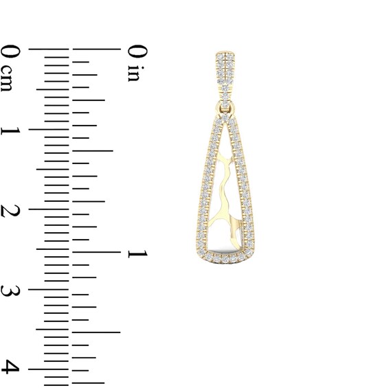 1/4 CT. T.w. Diamond Edge Elongated Triangle White Kintsugi-Style Drop Earrings in 10K Gold with Ceramic