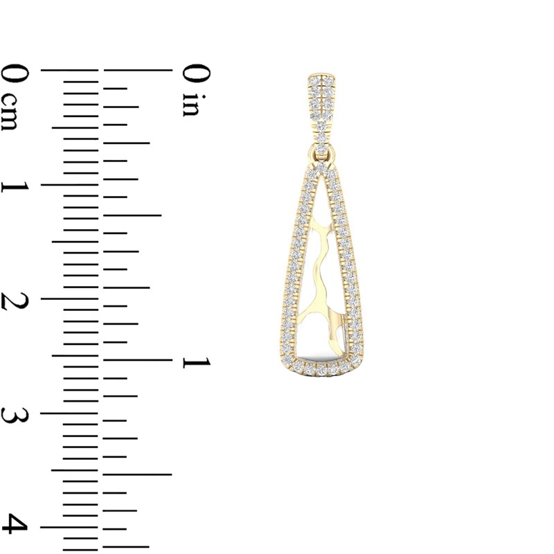 1/4 CT. T.W. Diamond Edge Elongated Triangle White Kintsugi-Style Drop Earrings in 10K Gold with Ceramic