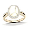 Thumbnail Image 1 of 1/3 CT. T.W. Diamond Edge Oval White Kintsugi-Style Ring in 10K Gold with Ceramic