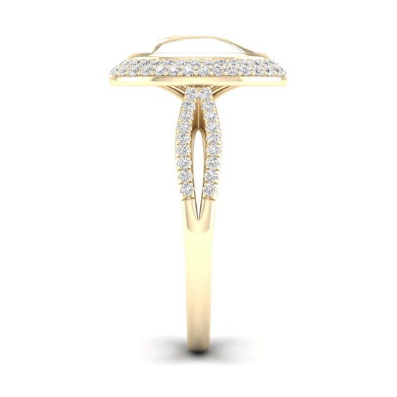 1/3 CT. T.w. Diamond Edge Oval White Kintsugi-Style Ring in 10K Gold with Ceramic