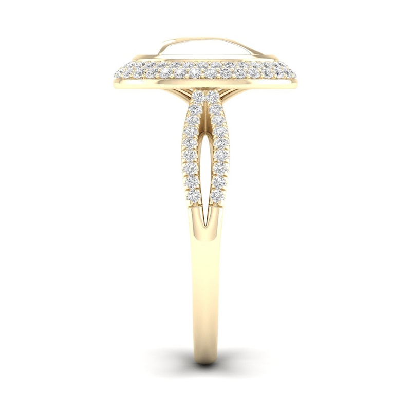 Main Image 3 of 1/3 CT. T.W. Diamond Edge Oval White Kintsugi-Style Ring in 10K Gold with Ceramic