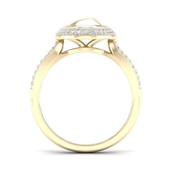 1/3 CT. T.w. Diamond Edge Oval White Kintsugi-Style Ring in 10K Gold with Ceramic