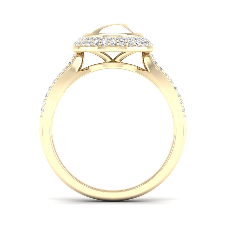 Main Image 4 of 1/3 CT. T.W. Diamond Edge Oval White Kintsugi-Style Ring in 10K Gold with Ceramic