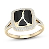 Thumbnail Image 1 of 1/3 CT. T.W. Diamond Edge Square Black Kintsugi-Style Ring in 10K Gold with Ceramic