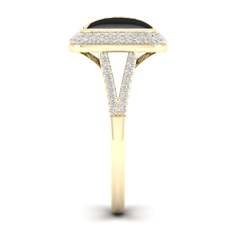 Main Image 3 of 1/3 CT. T.W. Diamond Edge Square Black Kintsugi-Style Ring in 10K Gold with Ceramic