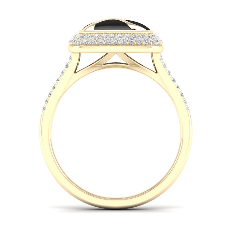 Main Image 4 of 1/3 CT. T.W. Diamond Edge Square Black Kintsugi-Style Ring in 10K Gold with Ceramic