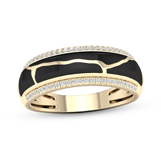 1/6 CT. T.w. Diamond Edge Black Kintsugi-Style Band in 10K Gold with Ceramic