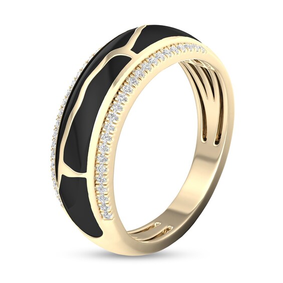 1/6 CT. T.w. Diamond Edge Black Kintsugi-Style Band in 10K Gold with Ceramic