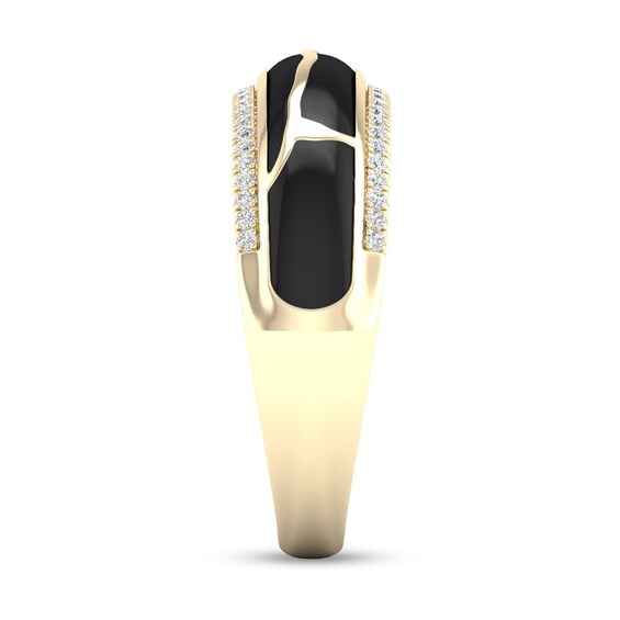 1/6 CT. T.w. Diamond Edge Black Kintsugi-Style Band in 10K Gold with Ceramic